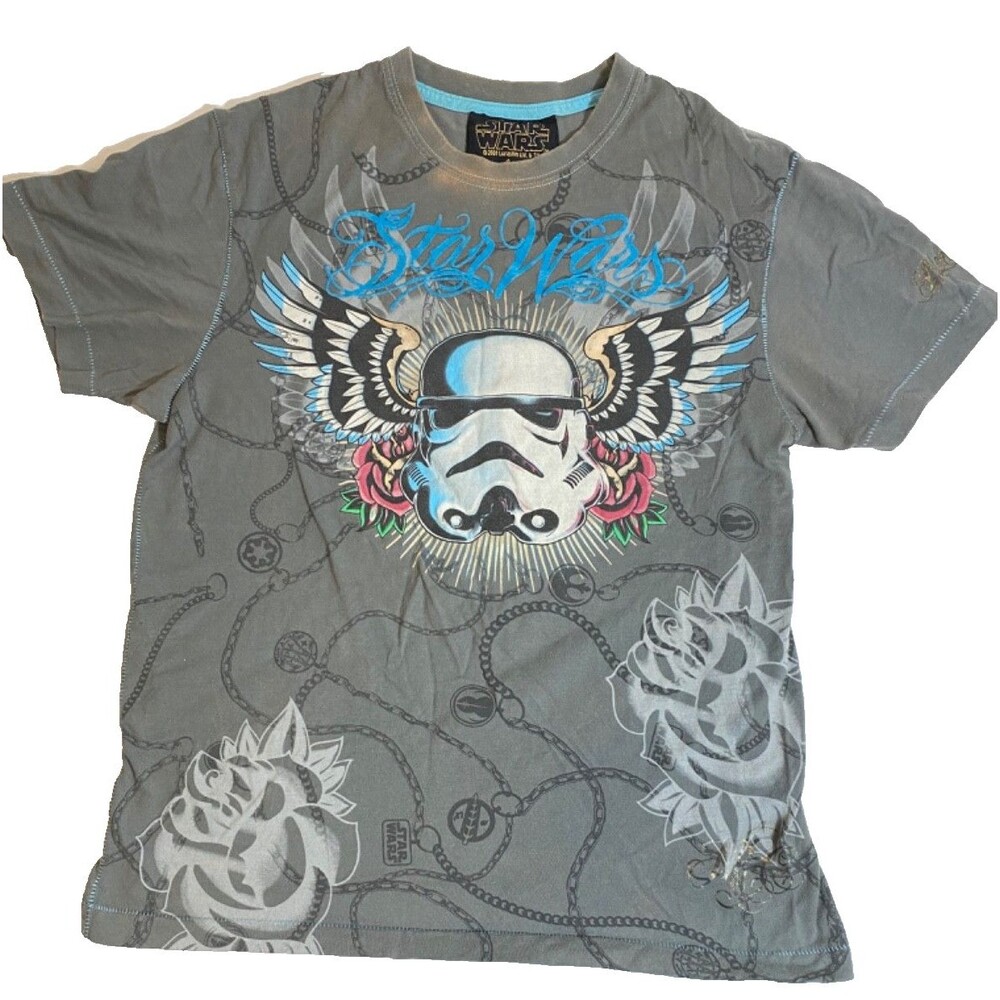 Star Wars Stormtrooper T-Shirt w/ Wings/Roses~Distressed~Marc Ecko~LY2K~M Medium - Picture 1 of 3
